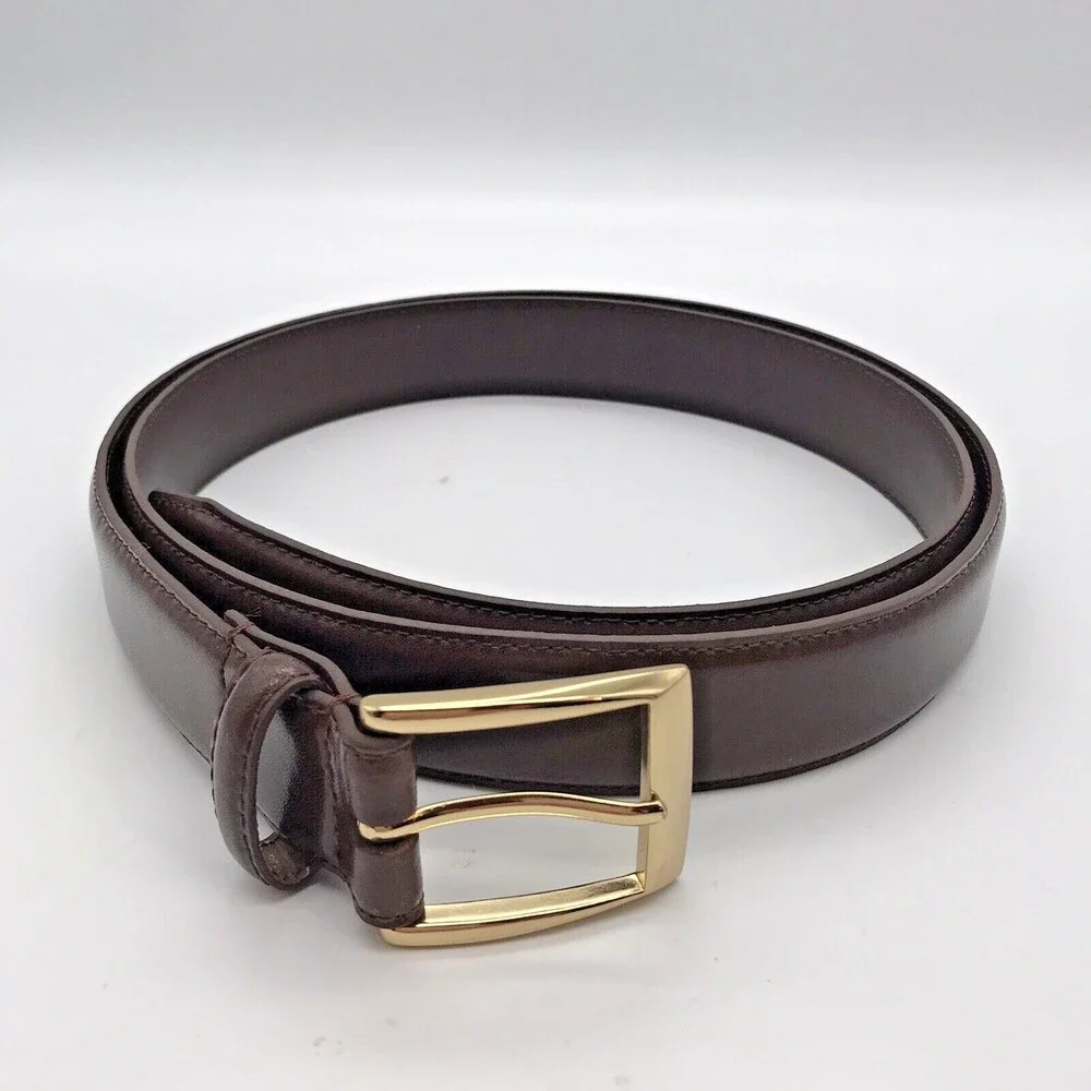 JoS. A. BANK Brown Genuine Leather Belt Men's Size 42 inch Gold Buckle 3702-200